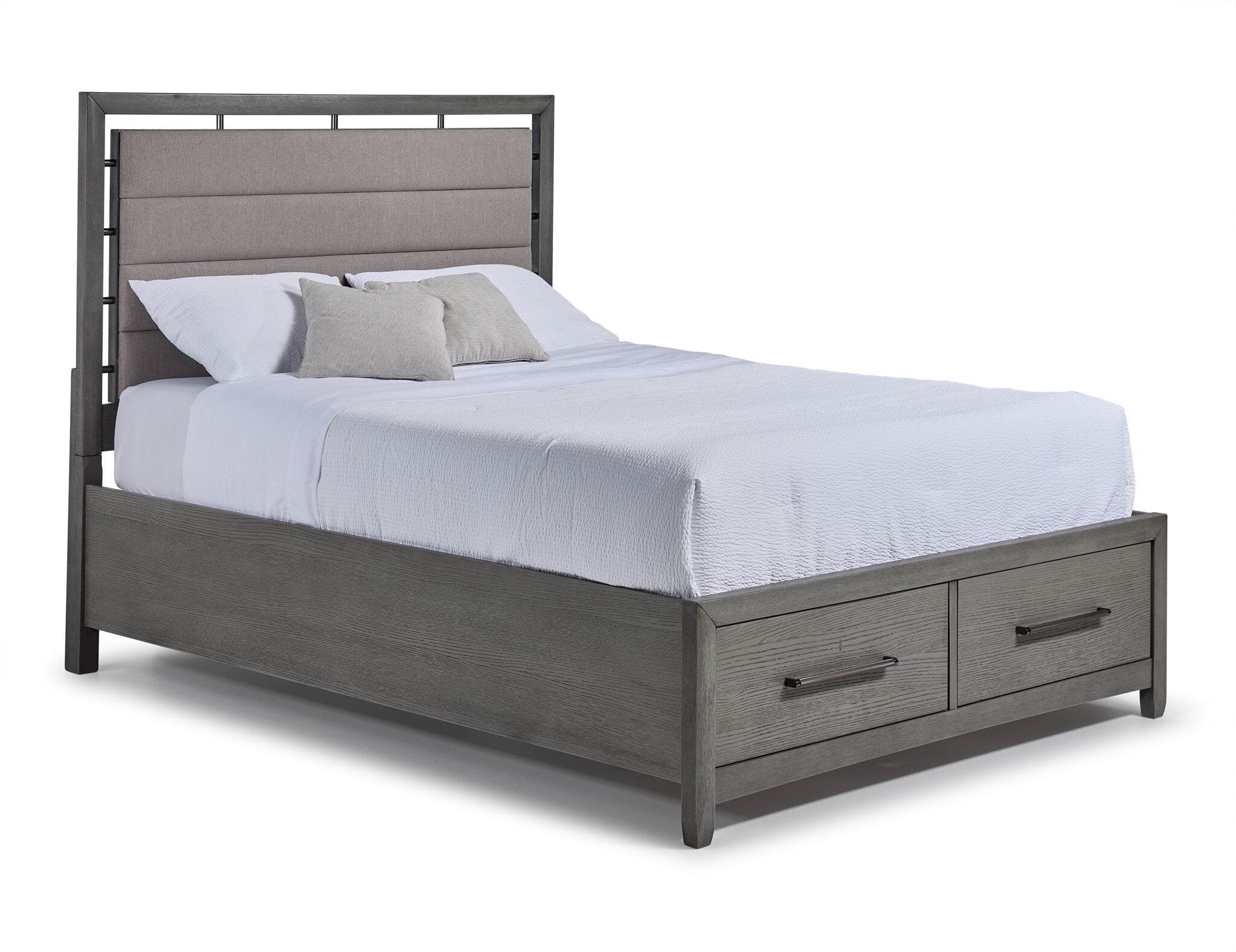 Chelsea 3-Piece King Size Storage Bed Frame with Underbed Drawers, Grey - Perfect for Master Bedroom Organization & Small Space Saving