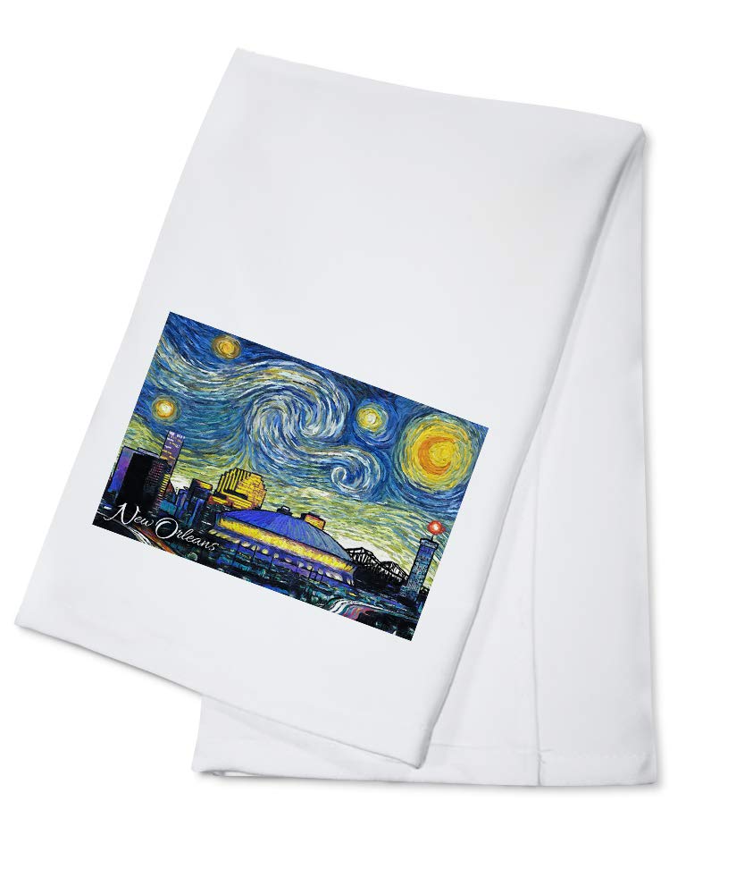 Starry Night New Orleans Louisiana 100% Cotton Tea Towel - Decorative Hand Towel for Kitchen, Home Decor & Gift - Perfect for Dish Drying, Wall Art & Vintage Style Decorations