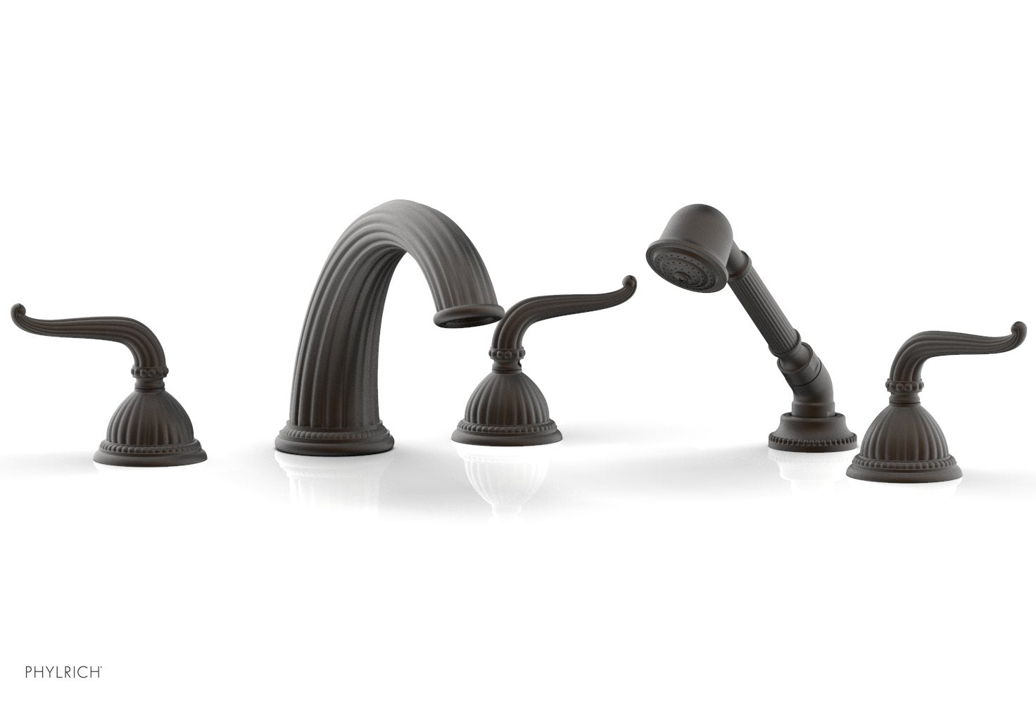 GEORGIAN & BARCELONA Deck Mounted Bathtub Faucet Set with Hand Shower and Lever Handles K2141P1 - Perfect for Modern Bathroom Renovations and Spa-Like Shower Experiences