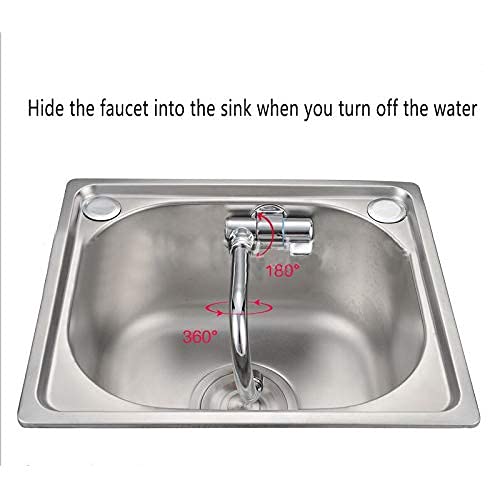 360° Rotating Foldable Kitchen Faucet with Dual Hoses - Hot & Cold Water Mixer Tap for RV, Camper, Caravan (Copper/Silver) | Perfect for Outdoor Cooking, Camping & Small Space Living