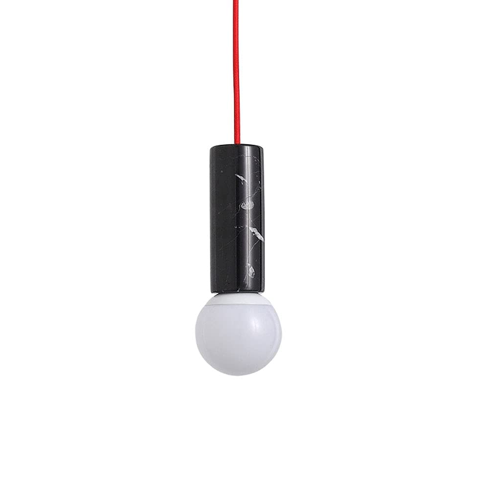 Nordic Style Pendant Lamp - Modern Marble LED Suspension Light for Restaurant, Living Room, Bar & Bedroom - Black & White Cylindrical Ceiling Light for Dining, Lounge & Bedside Decor