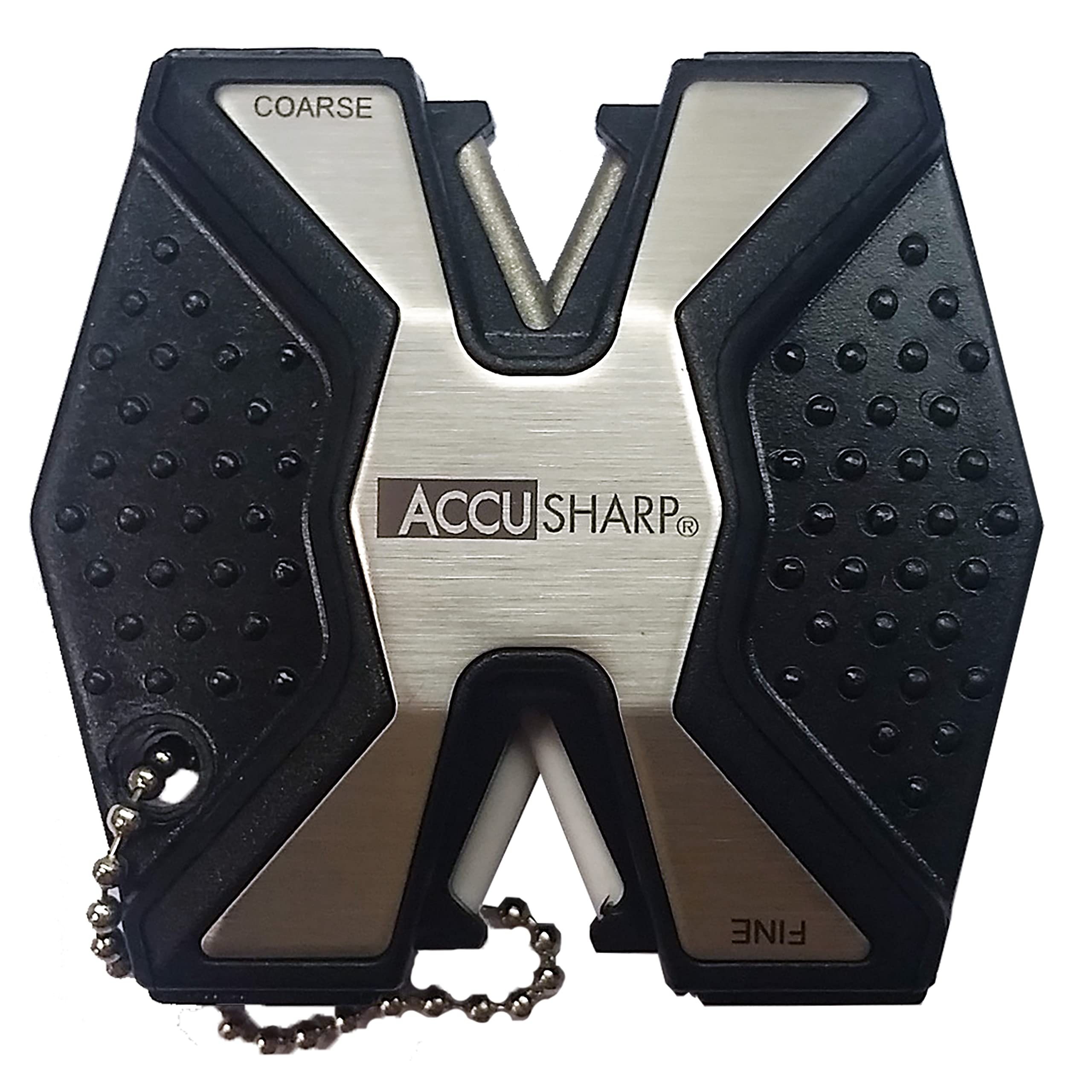 AccuSharp Diamond Pro 2-Step Knife Sharpener - Coarse & Fine Rods for Kitchen Knives, Pocket Knives & All Blades - Keychain Pull-Through Sharpener - Chrome Finish - Perfect for Home Cooking, Camping & Outdoor Activities