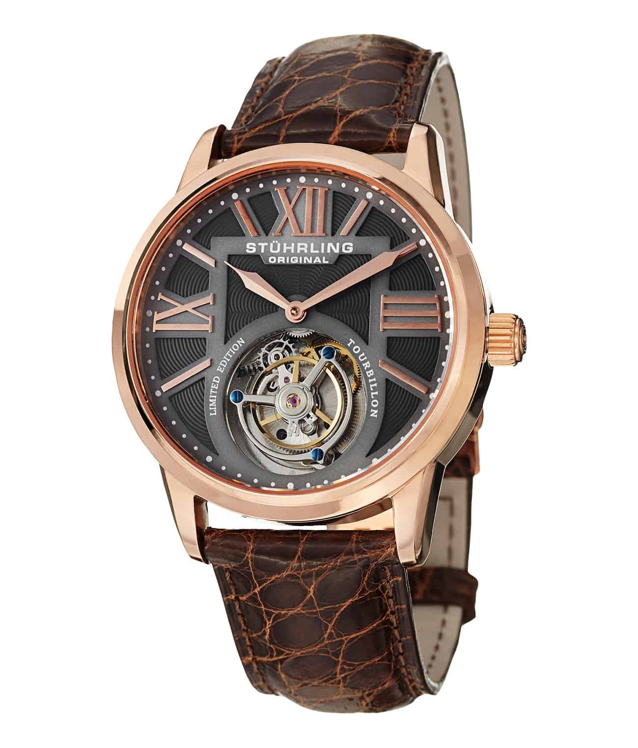 Grey Dial / Rose Case / Brown Alligator Strap Deployant Buckle