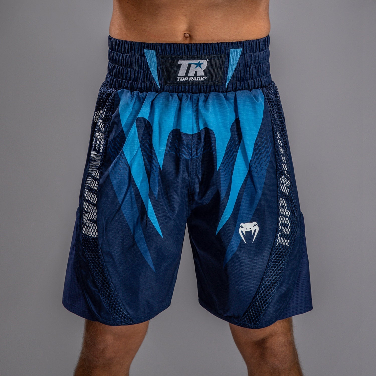 Venum x Top Rank Original Men's Boxing Shorts - Navy Blue MMA Training & Competition Shorts for Fighters & Athletes
