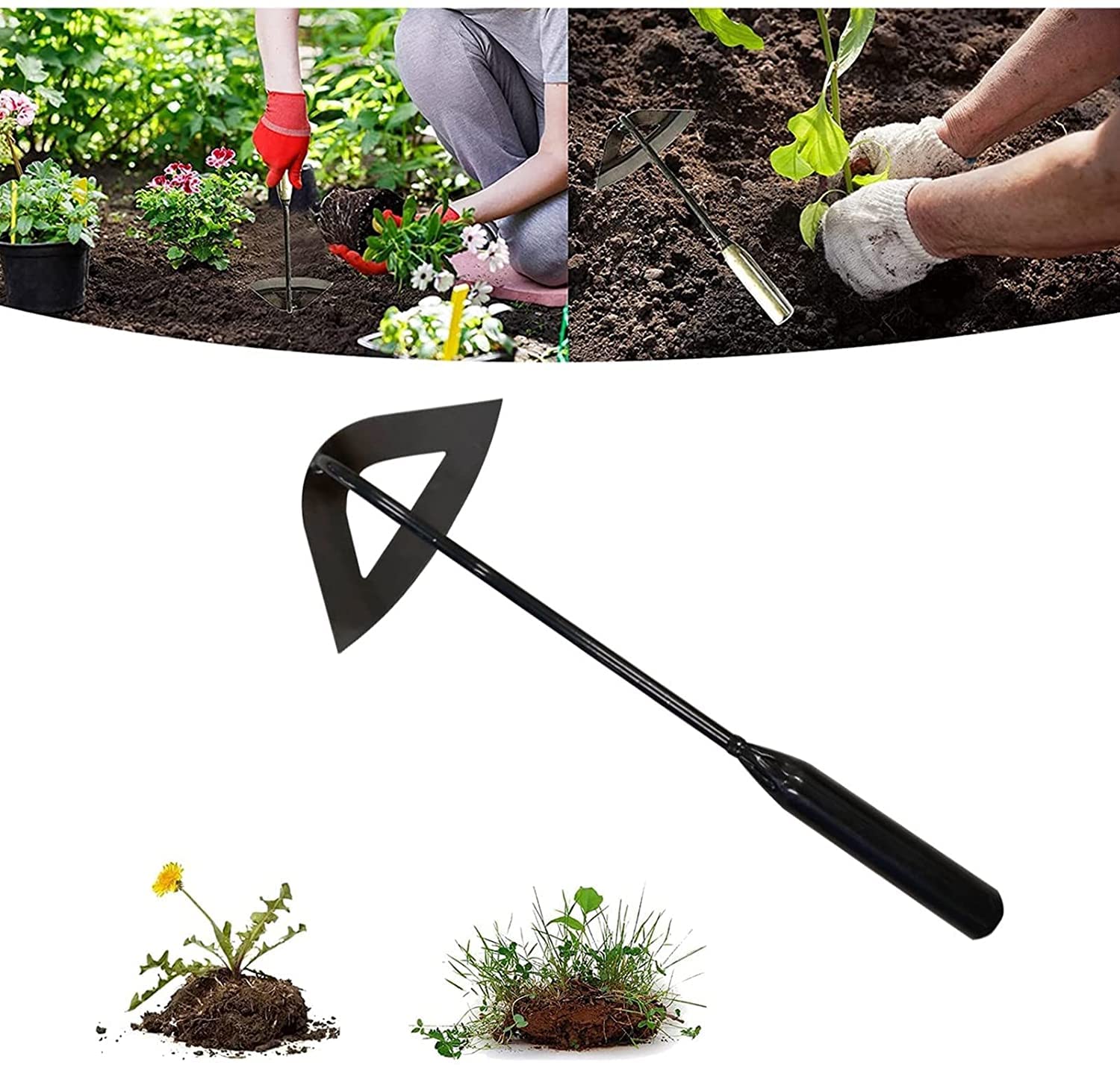 YUSA All-Steel Hardened Hollow Garden Hoe - Durable Weeding & Soil Loosening Tool for Long Handle | Perfect for Vegetable Gardens, Flower Beds & Landscaping | 11.81x6.30 Inches