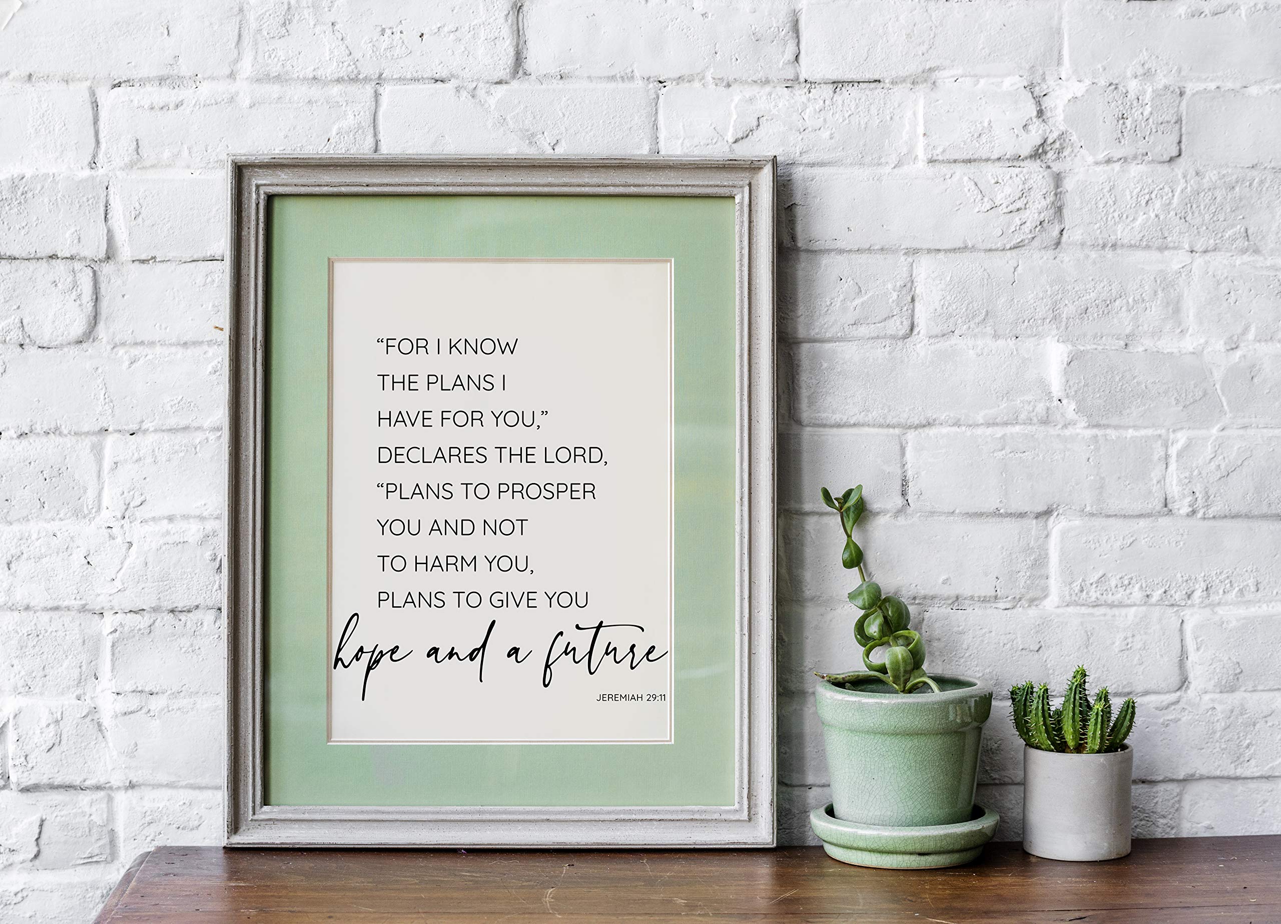 Jeremiah 29:11 Wall Art - 'For I Know the Plans I Have For You' Bible Verse Print | 11x14 UNFRAMED Black and White Scripture Art | Christian Home Decor for Living Room, Bedroom & Office