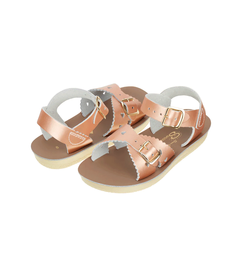 Sun San Saltwater Kids' Rose Gold Sweetheart Sandals - Comfortable & Stylish Beach Shoes for Girls, Perfect for Summer Vacations, Pool Parties & Outdoor Play