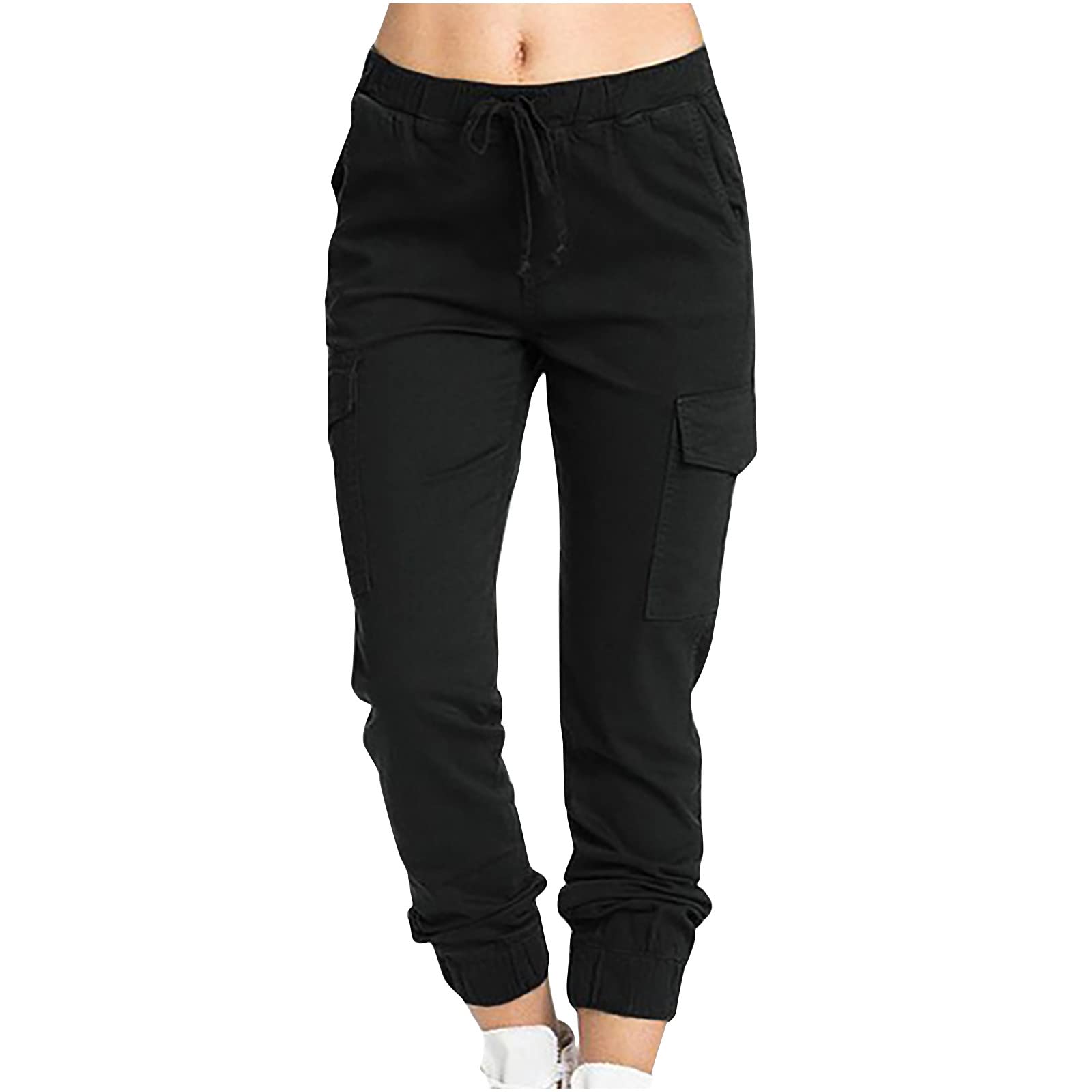 **Women's Plus Size Paperbag Waist Casual Pants with Pockets - Comfortable Loose Fit Trousers for Everyday Wear | Office, Travel & Lounge**