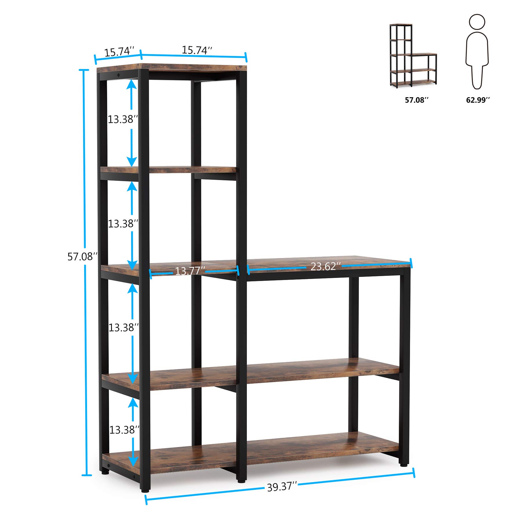 Tribesigns 5-Tier Kitchen Bakers Rack with Utility Storage Shelf - Freestanding Microwave Stand, Spice Organizer for Pantry, Countertop & Small Space Kitchen Storage Solution