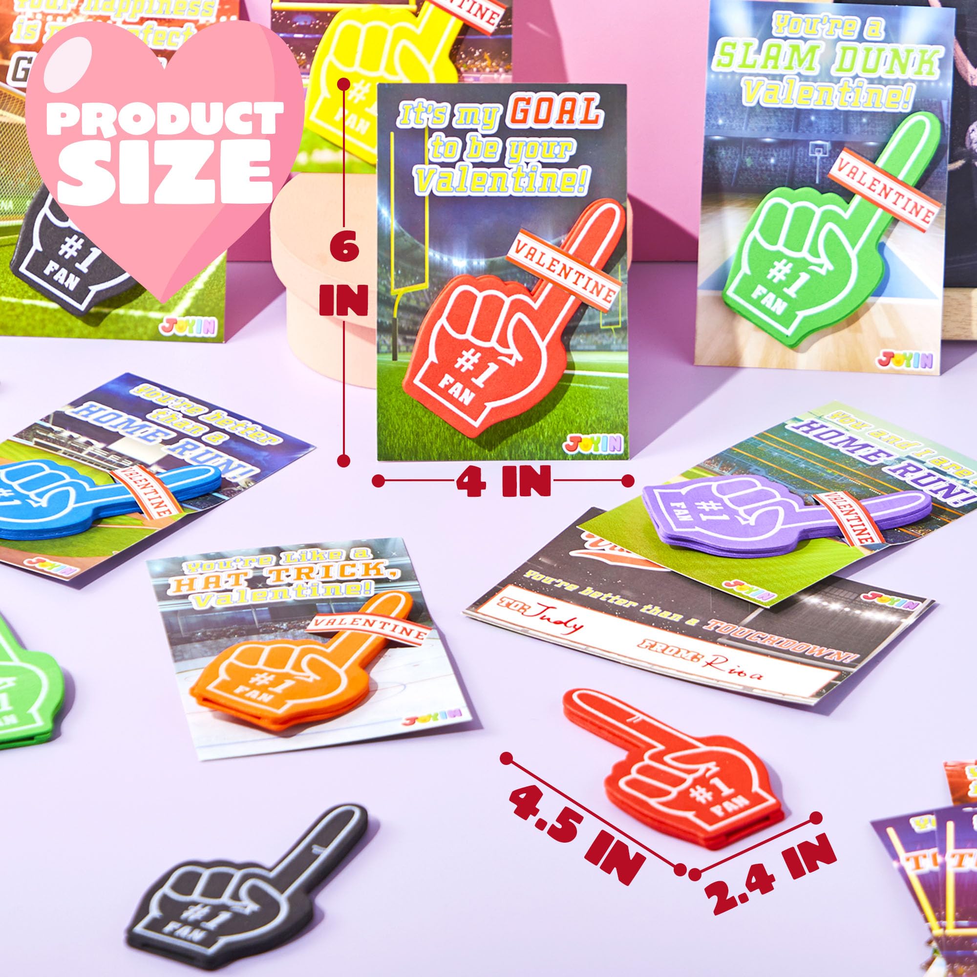 JOYIN 28 Pcs Valentine's Day Foam Fingers with Greeting Cards for Kids - Classroom Exchange Gifts, Holiday Party Favors & Reward Prizes - Perfect for School Celebrations, Valentine's Parties & Classroom Activities