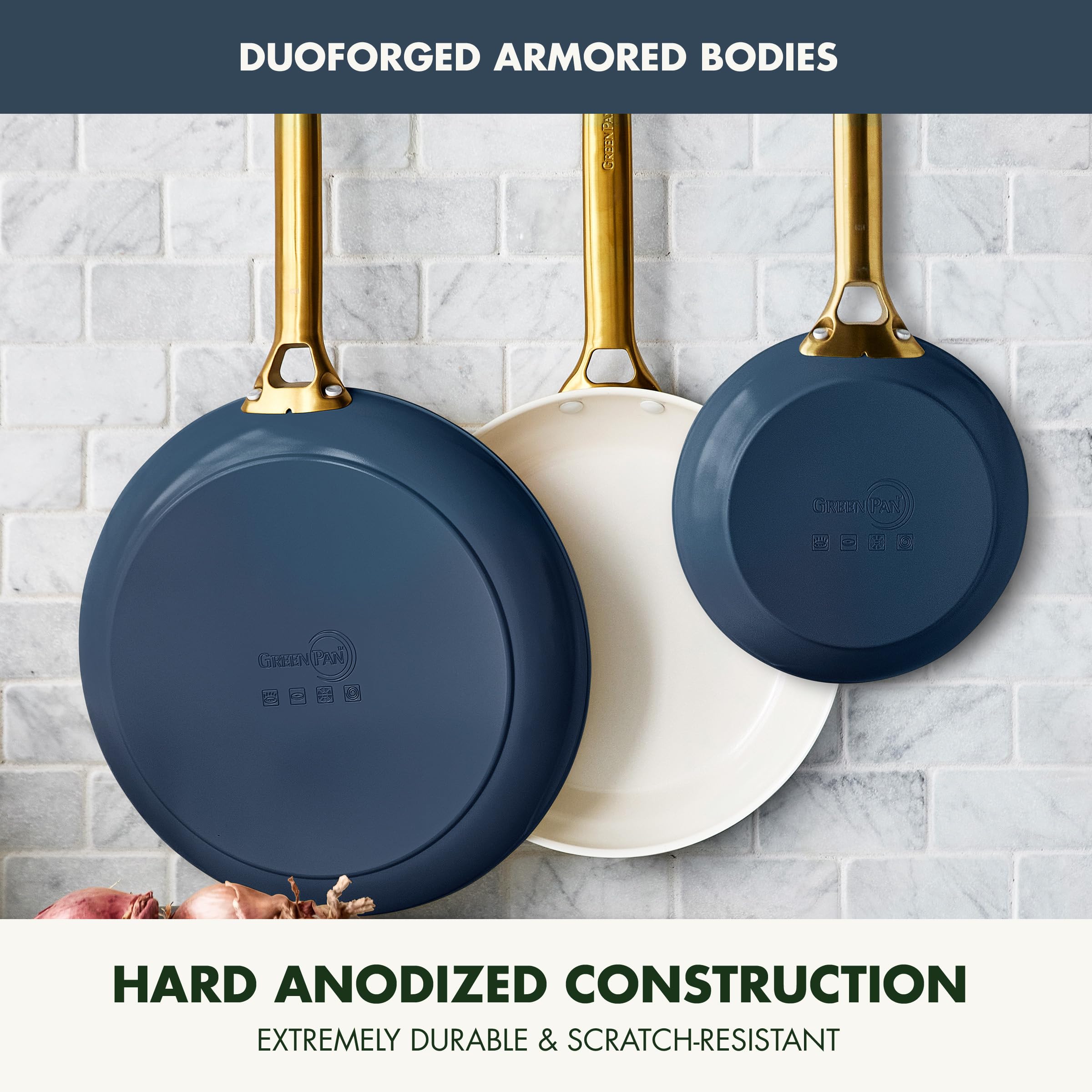 GreenPan Reserve Hard Anodized Healthy Ceramic Nonstick 3-Piece Frying Pan Set (8