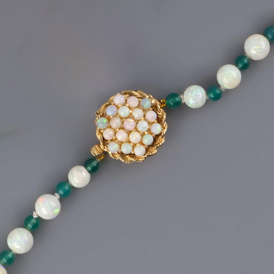 Opal & Green Onyx Graduated Bead Necklace - Elegant Handmade Jewelry for Women | Perfect for Weddings, Parties & Special Occasions