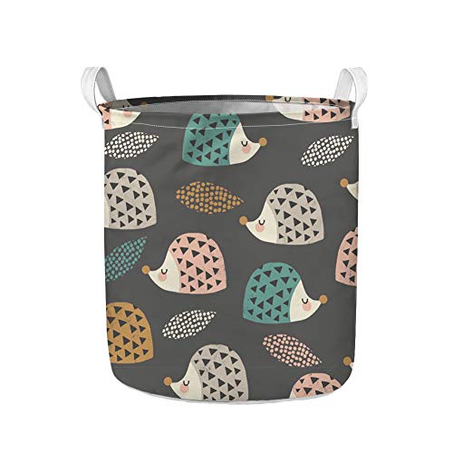 Dreaweet Cute Hedgehog Pattern Collapsible Laundry Hamper - Foldable Clothes Storage Basket, Toy Organizer Bag for Bedroom, Bathroom & Laundry Room - Perfect for Kids' Room, Dorm & Nursery Organization