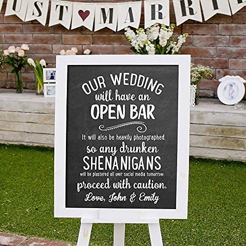 Custom Open Bar Wedding Sign - Personalized Bar Menu Art Print for Wedding Decor | Elegant & Unique Wedding Reception Signage for Bars, Parties & Events