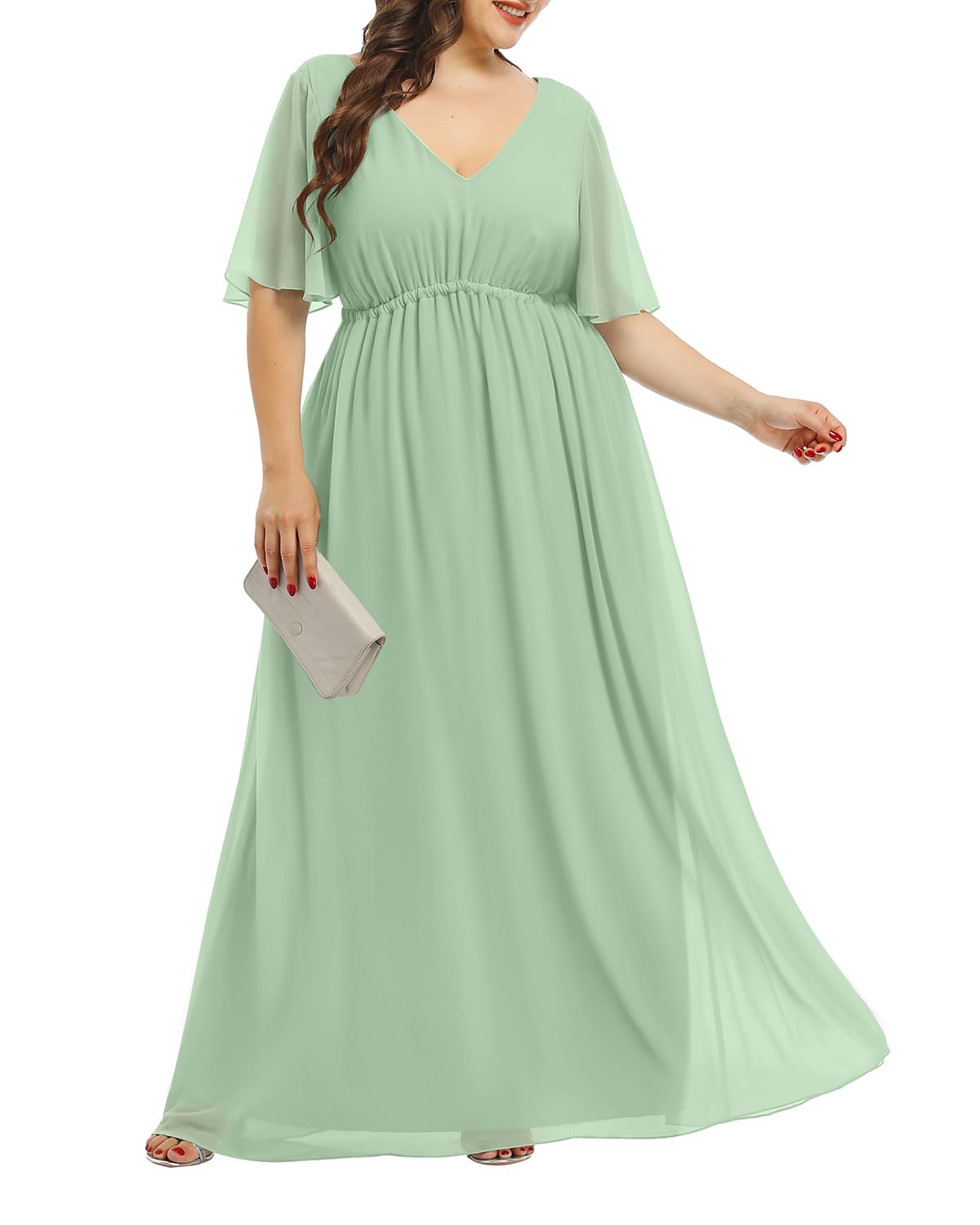 Elegant Plus Size Chiffon Maxi Dress for Women - Formal Wedding Guest & Bridesmaid Dress | Perfect for Evening Parties, Cocktail Events & Special Occasions