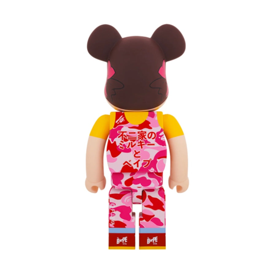 Bearbrick 1000% BAPE Peko Chan Pink Camo Collectible Figure - Limited Edition Japanese Street Art Toy for Display & Home Decor