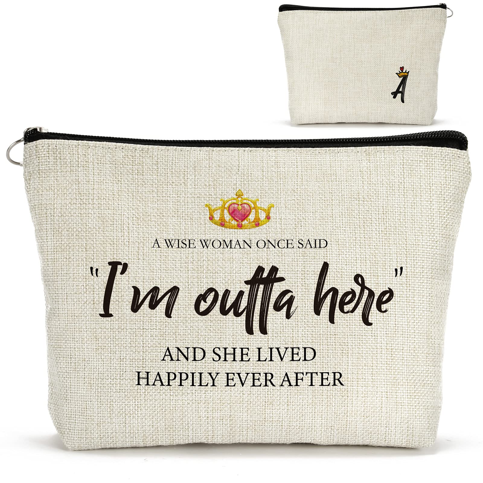 FLUFFYTREE Personalized Monogram 'A' Initial Travel Toiletry Bag - Retirement Gift for Women, Teacher Appreciation Present, Inspirational Cosmetic Bag - Perfect for Travel, Spa Days & Funny Friend Gifts