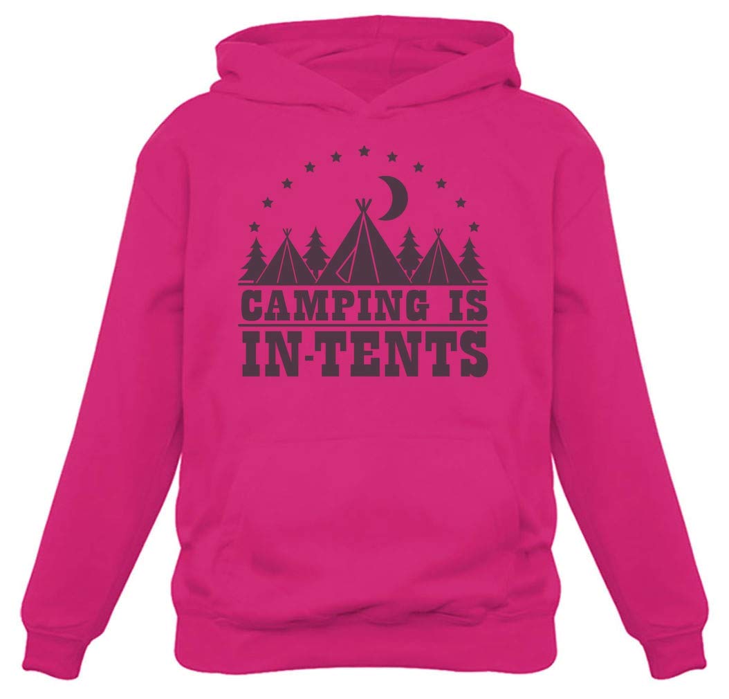 Funny Camping Hoodie for Women - 'Camping Is In Tents' Slogan Sweatshirt - Perfect Gift for Outdoor Enthusiasts & Camping Trips
