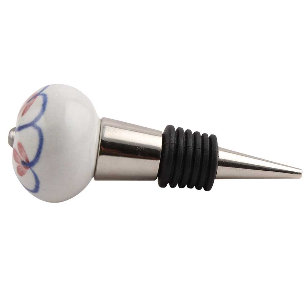 Premium Ceramic Wine Stopper - Handcrafted Indian Shelf Wine Cork with Cherry Design | Christmas Wine Topper Gift (1 Pack) | Perfect for Wine Bottles, Holiday Parties & Home Decor