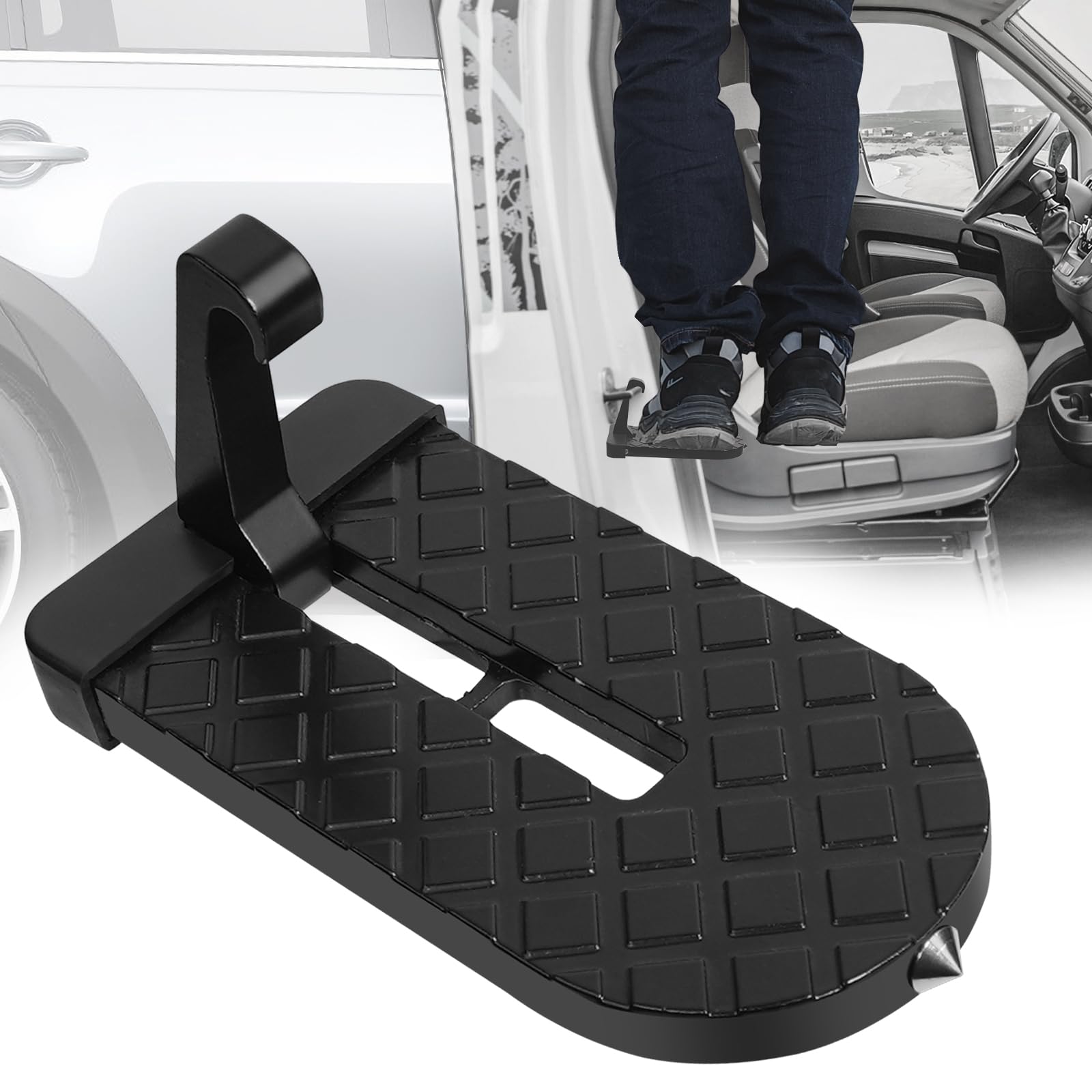 2 in 1 Car Door Step & Emergency Hammer - Universal Foldable Roof Access Hook for Most Vehicles - Perfect for Car Roof Cleaning, Camping Gear Loading, and Emergency Escape Scenarios