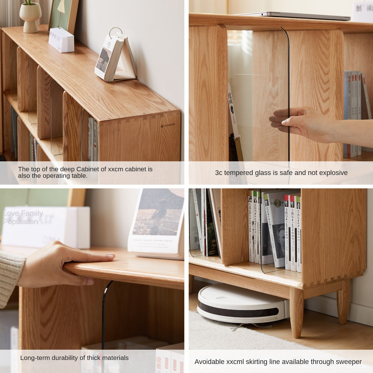 Oak Solid Wood Integrated Display Bookcase - Elegant Bookshelf for Home & Office Storage | Perfect for Living Room, Study, and Library Organization