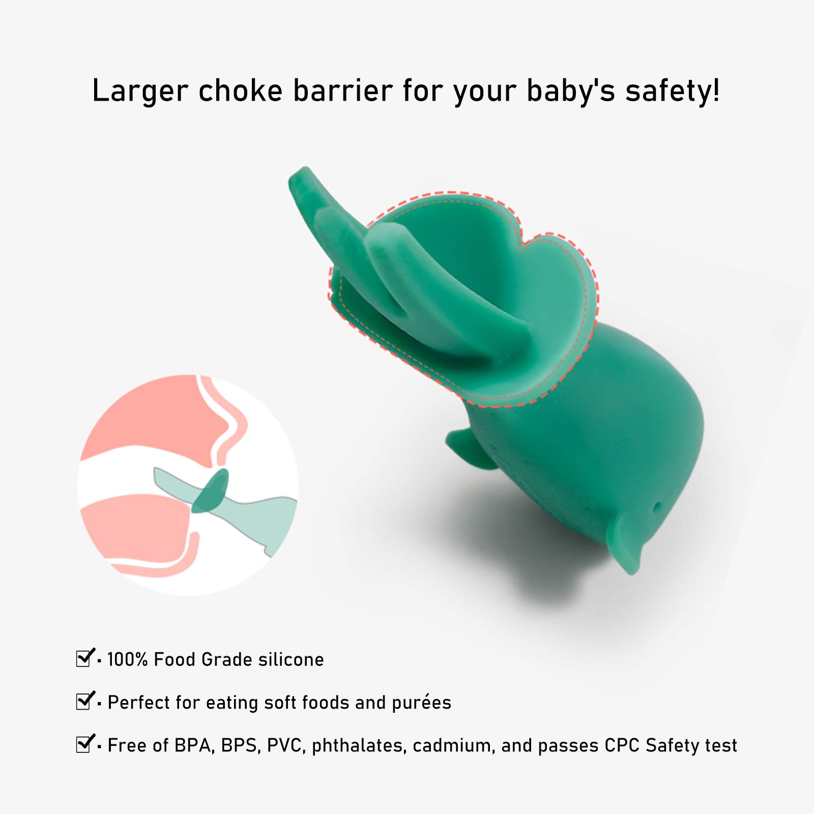 BPA-Free Silicone Baby Spoons and Forks Set - Soft Weaning Training Utensils for Infants 4+ Months - Self Feeding Starter Kit for Toddlers (Green) | Perfect for First Foods, Baby-Led Weaning & Mealtime Independence