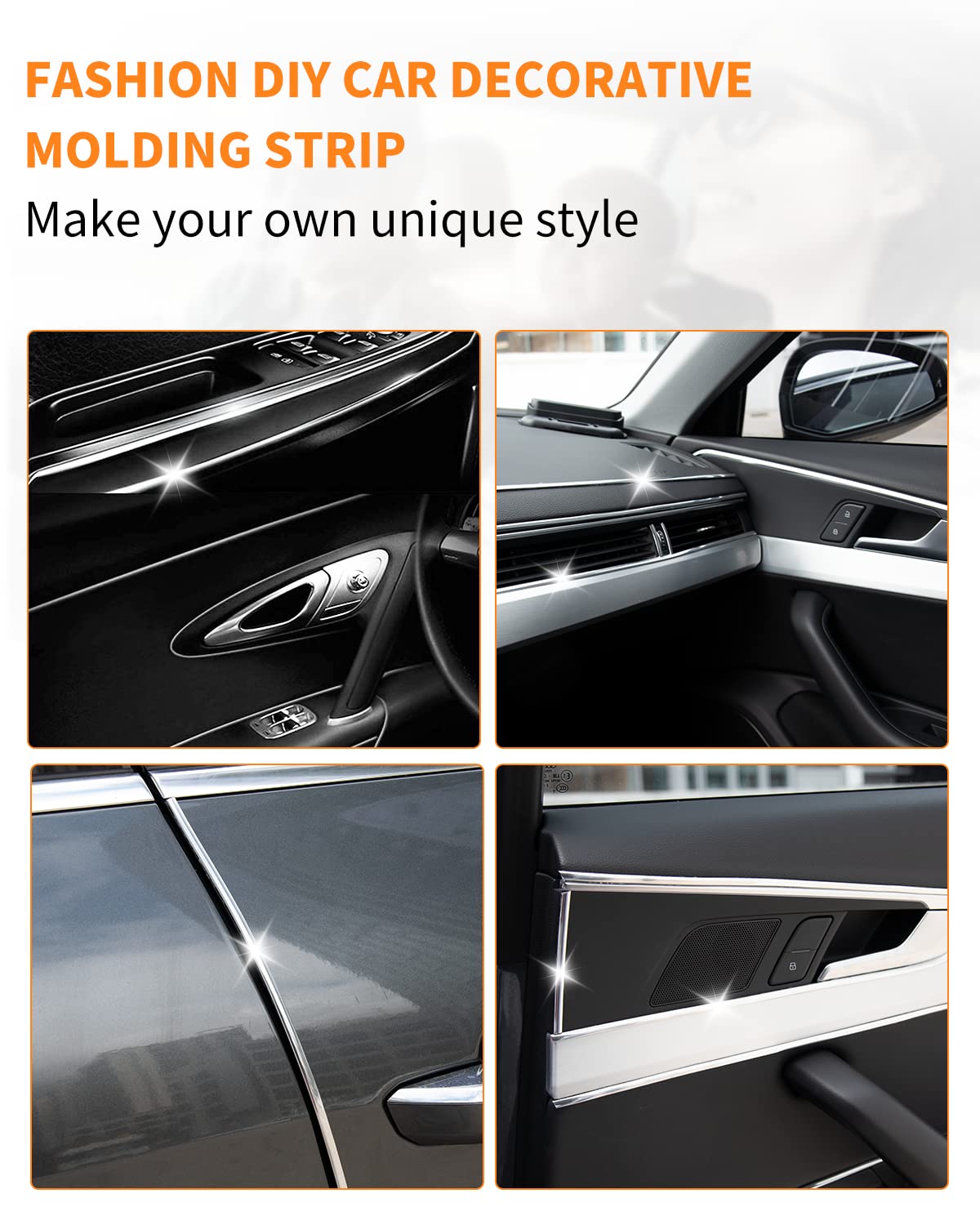 16Ft Car Trim Strip Self-Adhesive - Automotive Side Body Chrome Moulding for Exterior Protection & Decoration | DIY Car Trim Line Molding for Windows, Bumpers & Doors | Scratch-Proof Chrome Silver Finish | Perfect for Car Enthusiasts & DIY Projects