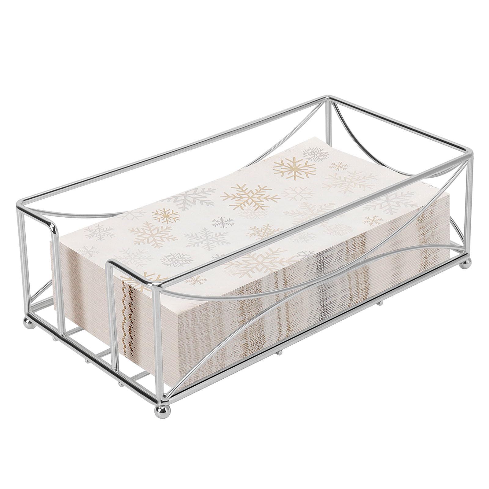 Livabber Chrome Metal Napkin Holder - Modern Bathroom & Kitchen Paper Towel Storage Tray for Countertop, Table, Dining Room - Perfect for Guest Bathrooms, Kitchens & Restaurants