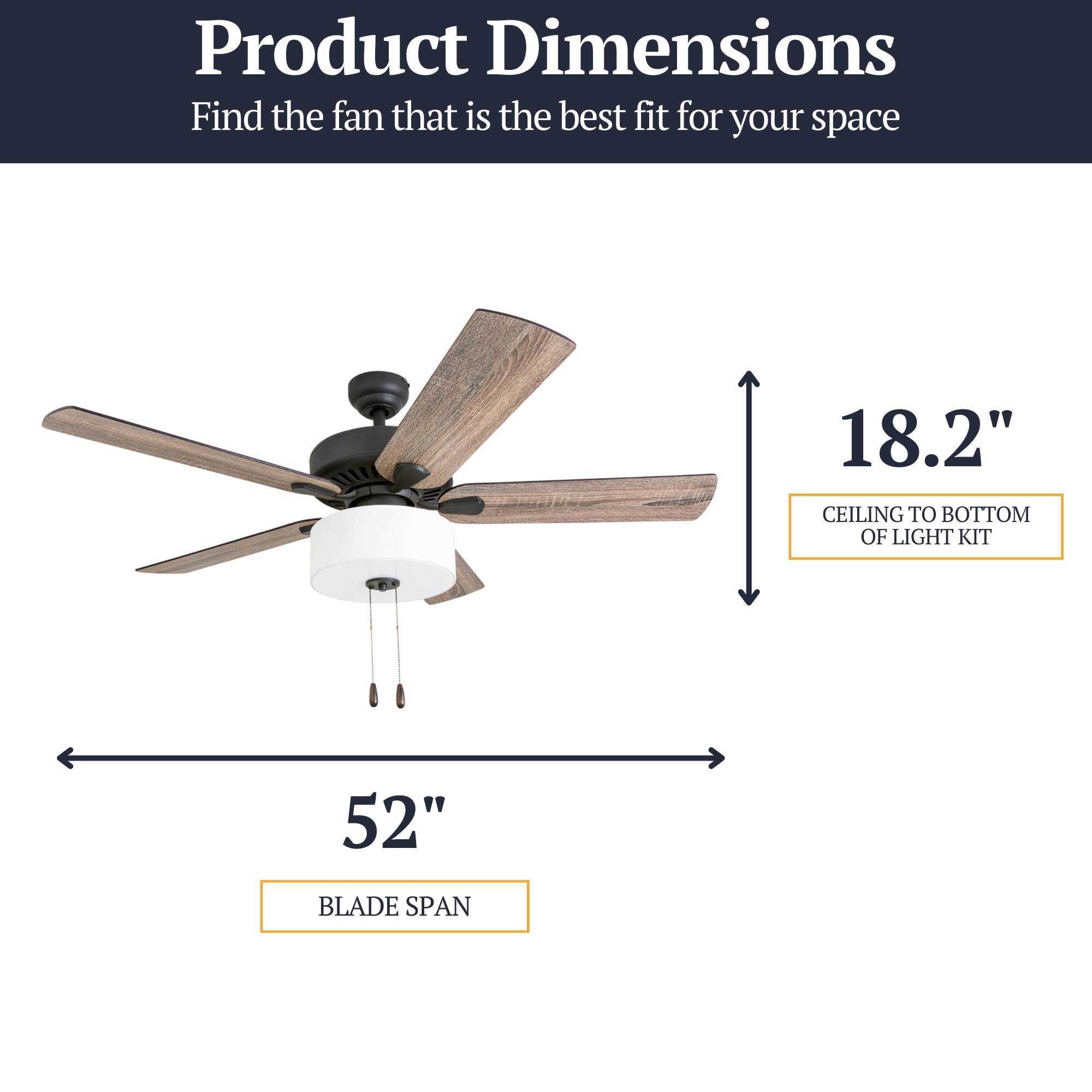 52 Inch Canoe Ridge Bronze Ceiling Fan with Remote Control - Perfect for Living Room, Bedroom, and Outdoor Patio Cooling