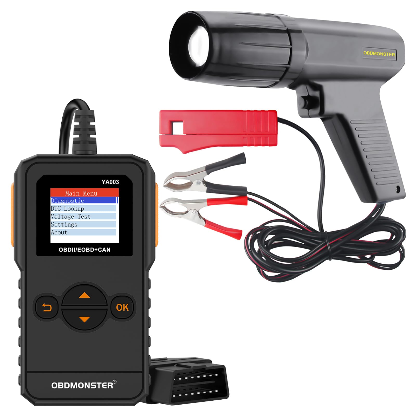 Universal OBD2 Scanner & 12V Ignition Timing Light Tool - Car Engine Diagnostic Code Reader for Mechanics & DIY Auto Repair (Works with Most Vehicles) - Perfect for Troubleshooting Check Engine Lights & Tuning Performance