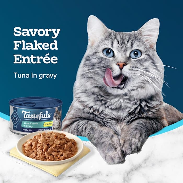 Blue Buffalo Tastefuls Wet Cat Food with Tuna - Grain Free, High Protein, Natural Ingredients - 3 oz. Cans (Pack of 12) - Perfect for Adult Cats & Kittens, Mealtime or Treats