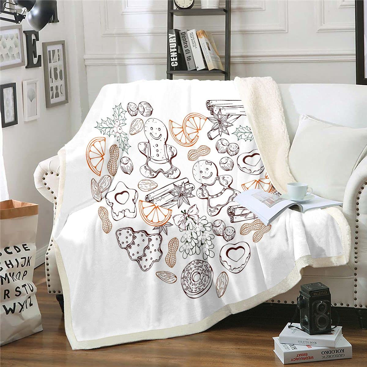 **Ultra Soft Donuts Fleece Throw Blanket for Kids & Adults - Whimsical Dessert Sherpa Blanket, Food Plush Blanket for Sofa, Bed, Couch - Queen Size 90x90 Inch - Perfect for Cozy Movie Nights & Gift Giving**