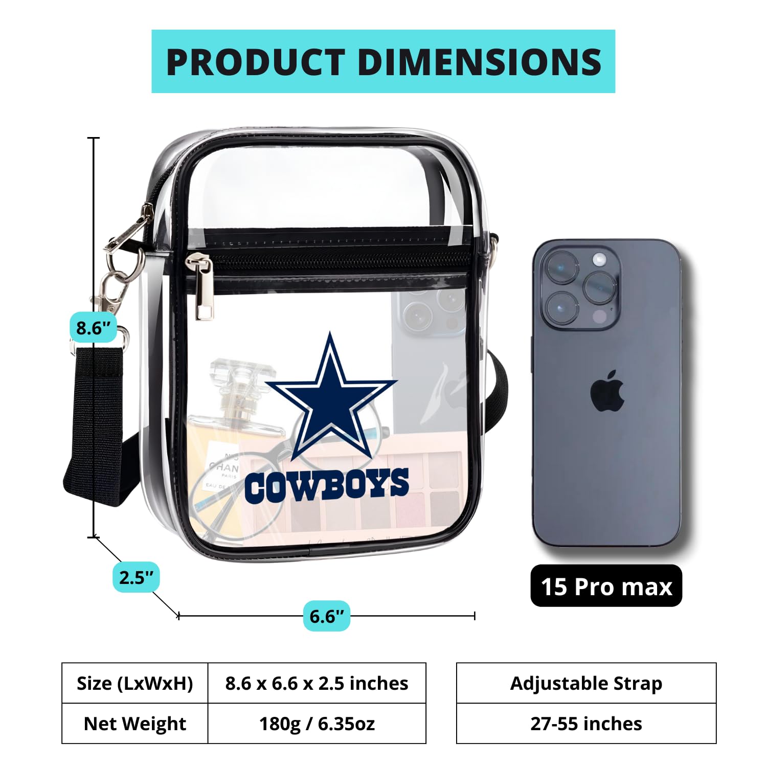 Stadium Approved Clear Bag for Concerts & Sports Events - Perfect Gift for Football Fans & Lovers - Ideal for NFL Games, Music Festivals & Theme Parks
