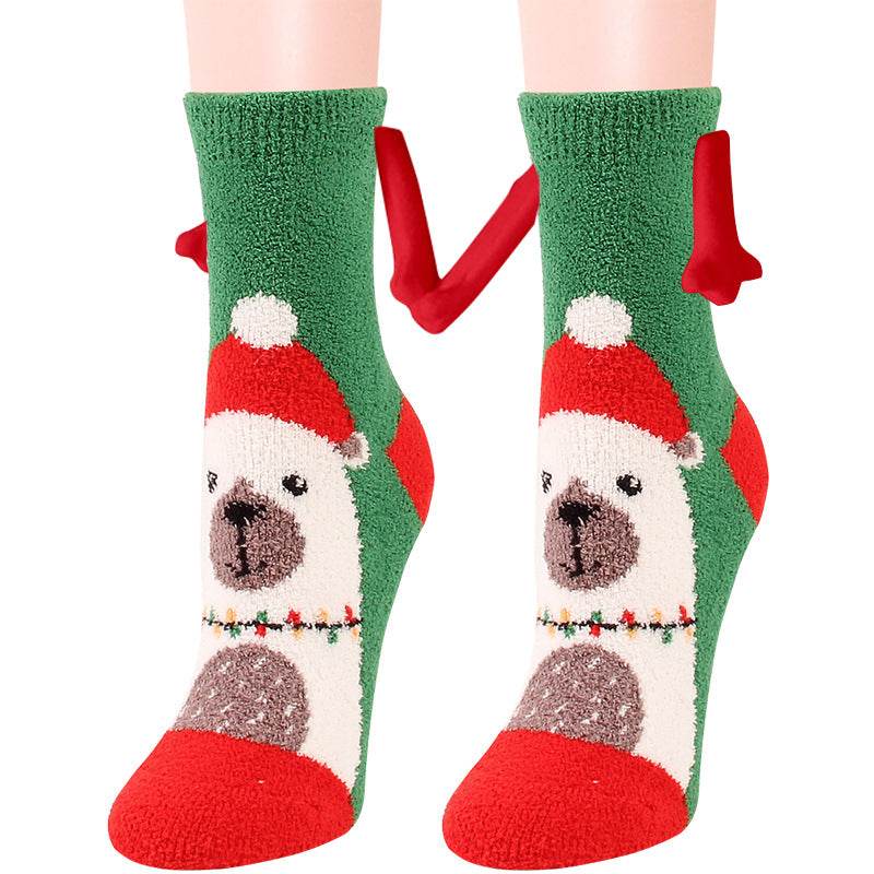 Hand In Hand Magnetic Christmas Socks - Festive Holiday Socks for Couples & Families - Perfect for Christmas Gifts, Stocking Stuffers & Winter Home Decor