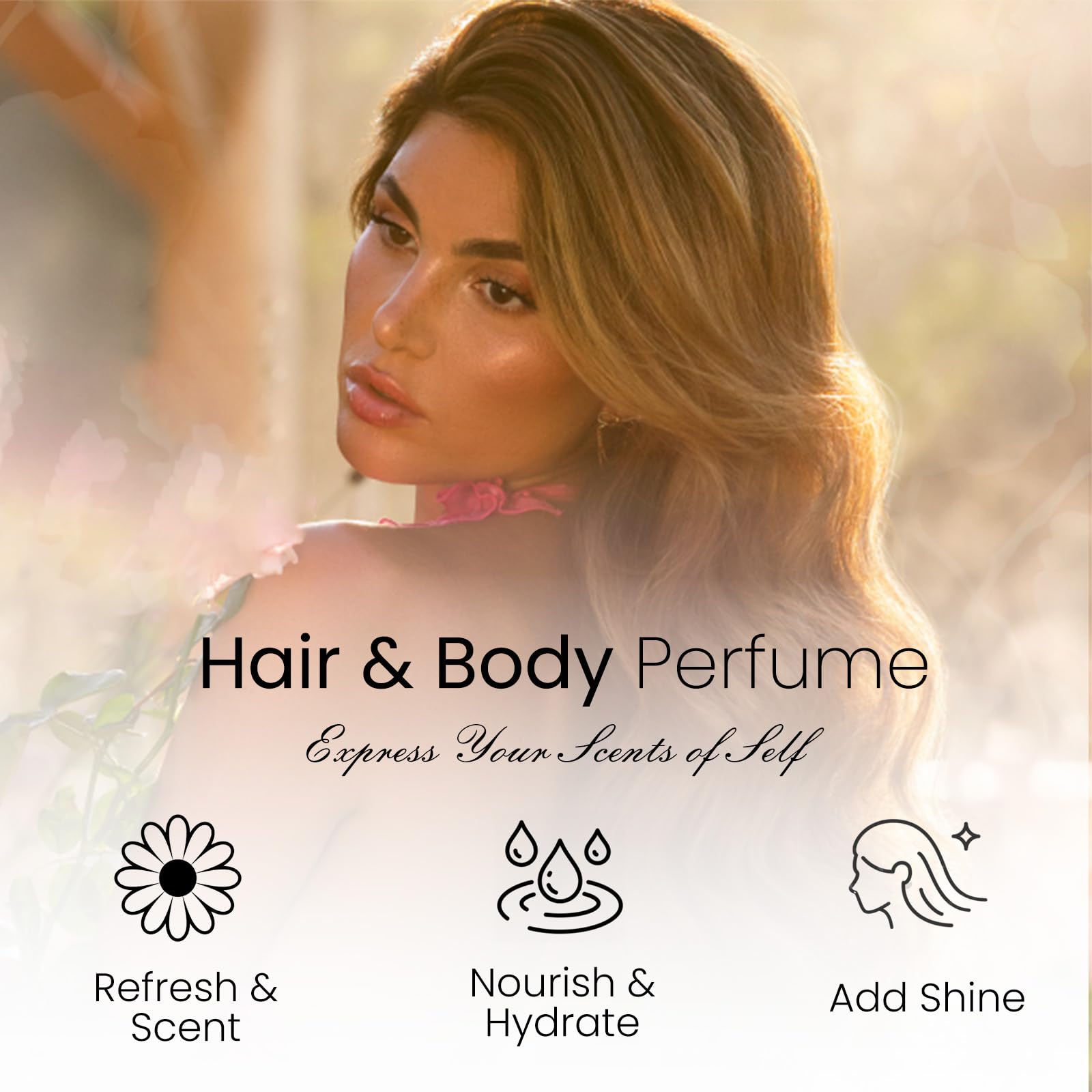Women's Hair & Body Perfume Spray - Pheromone Infused, Honey Coconut Chamomile Essential Oil for Odor Removal & Hydration, 1.69 fl.oz Portable Shine Spray | Perfect for Daily Use, Travel, and Special Occasions