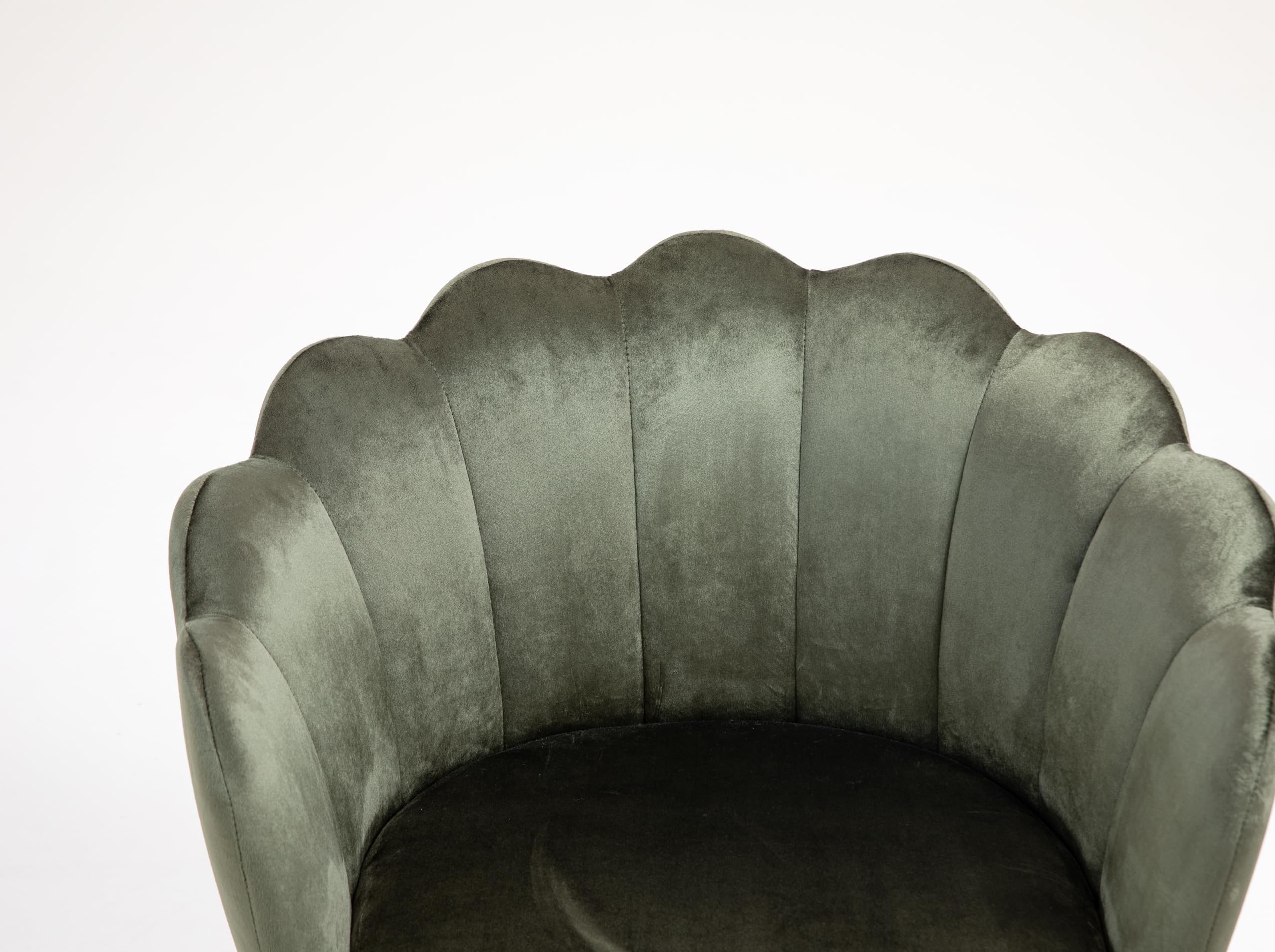 Modern Velvet Accent Chair with Golden Metal Legs - Comfy Upholstered Armchair for Bedroom, Living Room & Vanity - Stylish Desk & Makeup Chair (Army Green) - Perfect for Home Office, Dressing Area & Lounge Decor