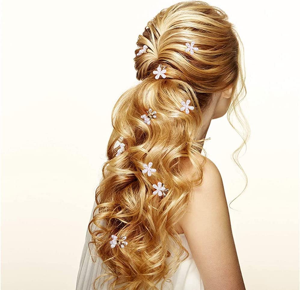Korean Pearl Hair Clips for Women - 6pcs Silver White Hairpins for Party & Wedding