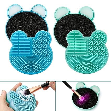 BANIRA 2-in-1 Silicone Makeup Brush Cleaner Pad - Dry Brush Color Switch & Wet Cleaning Mat with Color Removal Sponge - Perfect for Professional & Home Makeup Brush Care
