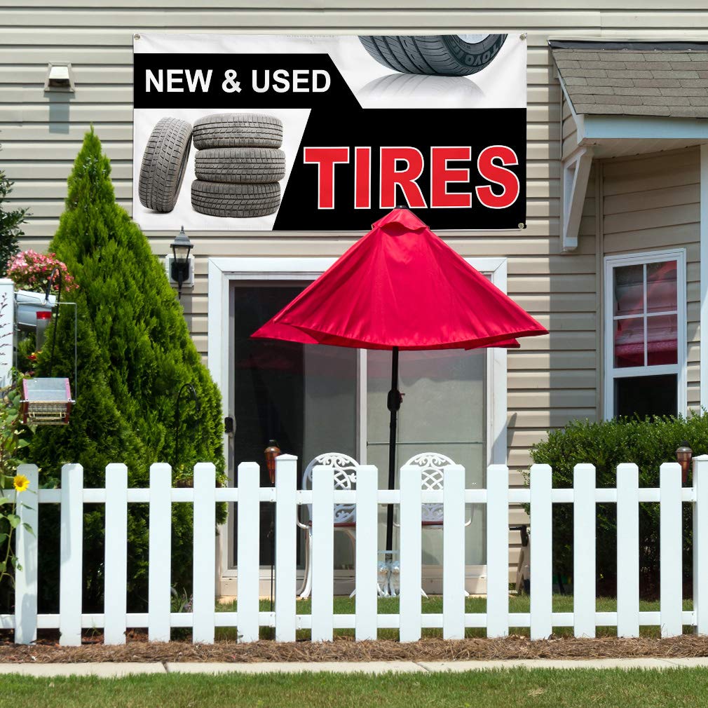 Vinyl Banner 36x72 Inches - Weatherproof Outdoor Sign with 6 Grommets for Auto, Car & Vehicle Advertising | Perfect for Tire Shops, Industrial Yards & Business Promotion