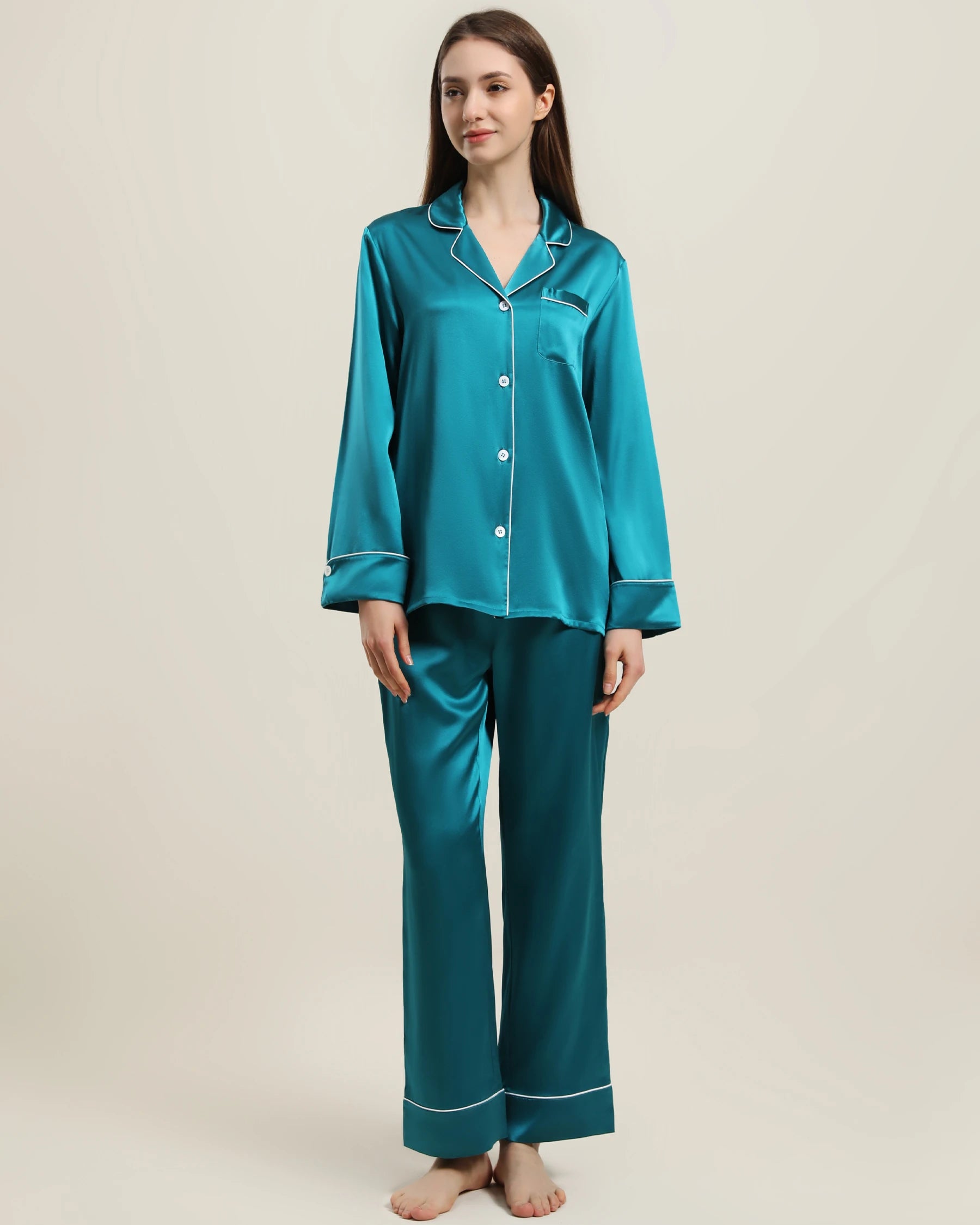22 Momme Classic Silk Pajamas Set for Women - Luxurious 100% Mulberry Silk Sleepwear - Soft & Breathable Nightwear for Comfortable Sleep & Relaxation at Home