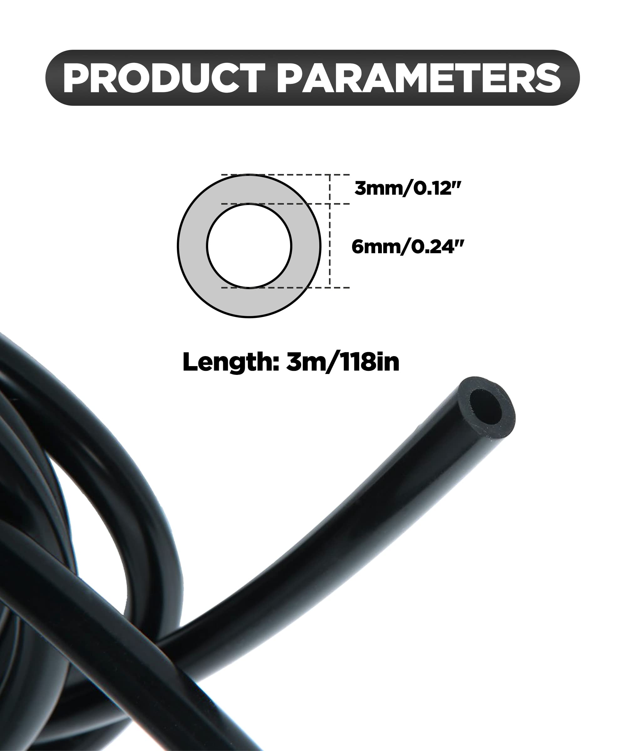 10 Ft High-Performance Silicone Vacuum Hose - Universal 1/4