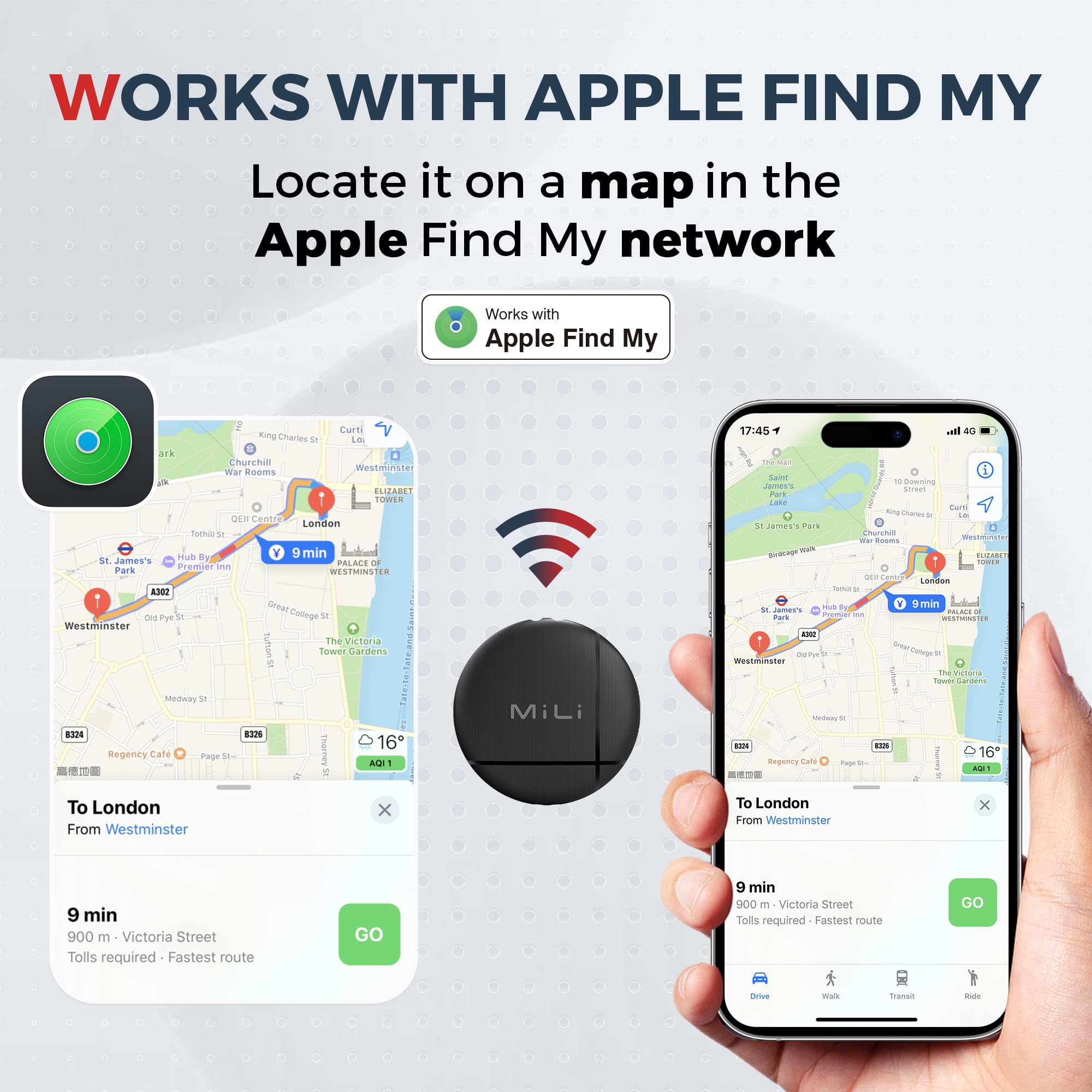 MiLi 2 Pack Bluetooth Luggage Tracker & Key Finder - Waterproof Item Locator Compatible with Apple Find My | Anti-Loss Tracking Device with Braided Lanyard for Keys, Wallets, Suitcases, Backpacks & Travel Bags | Perfect for Travel, Office & Daily Use