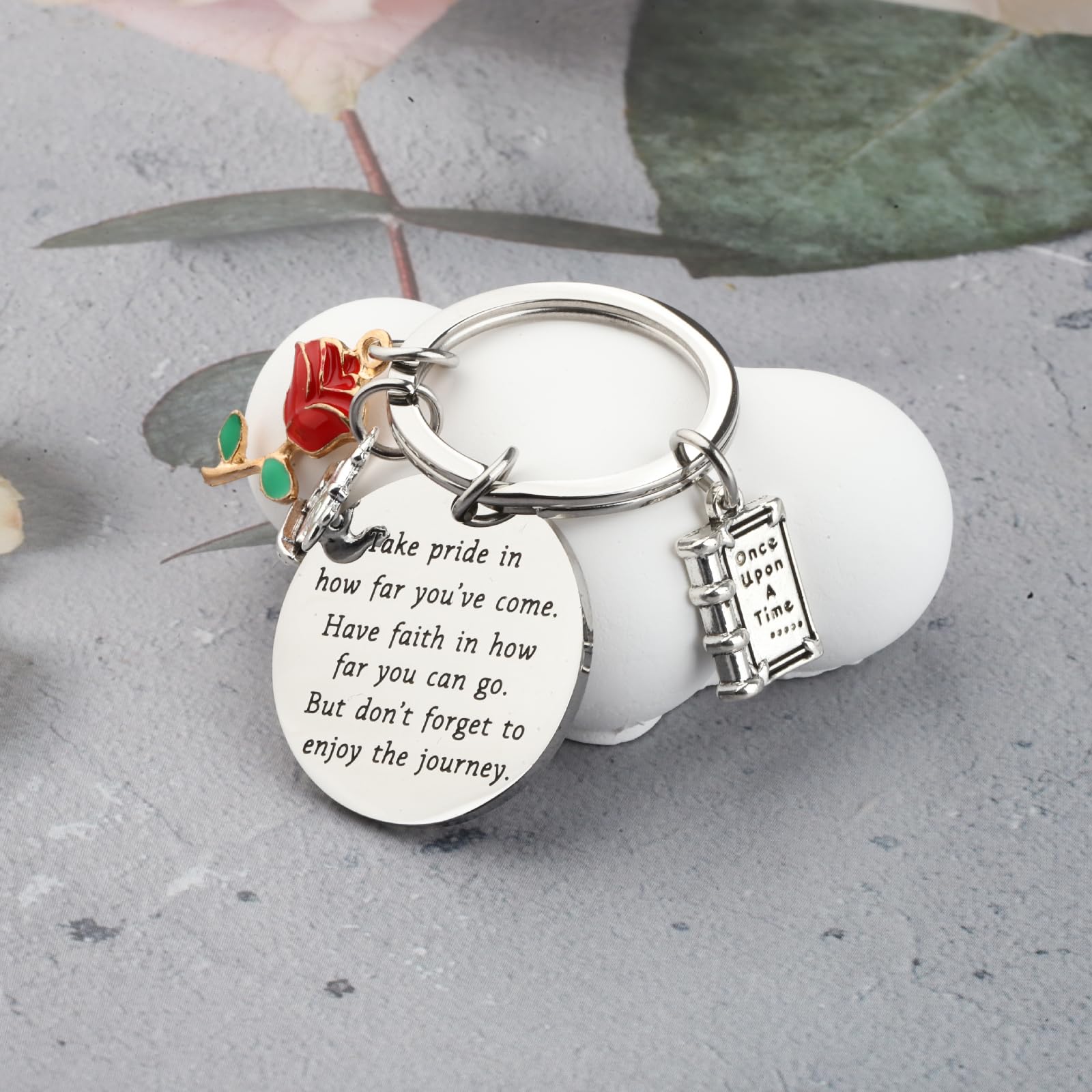 Fairy Tale Inspired Beauty and the Beast Rose Keychain - Elegant Princess Jewelry Gift for Women, Disney Movie Fan Collectibles | Perfect for Cosplay, Birthday Presents, and Special Occasions