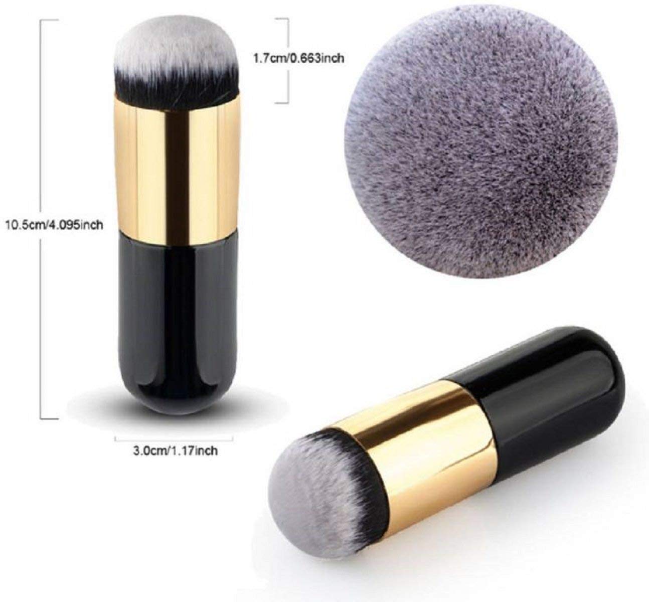 Premium Soft Black Foundation Brush & Sponge Set (Pack of 3) - Flawless Makeup Application