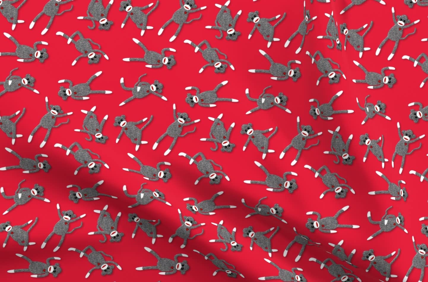 Whimsical Monkey Red Party Teal Heart Playful Animals Printed Petal Signature Cotton Fabric - Fat Quarter for Sewing, Quilting, Apparel & Home Decor | Perfect for DIY Crafts, Baby Clothes & Party Decorations