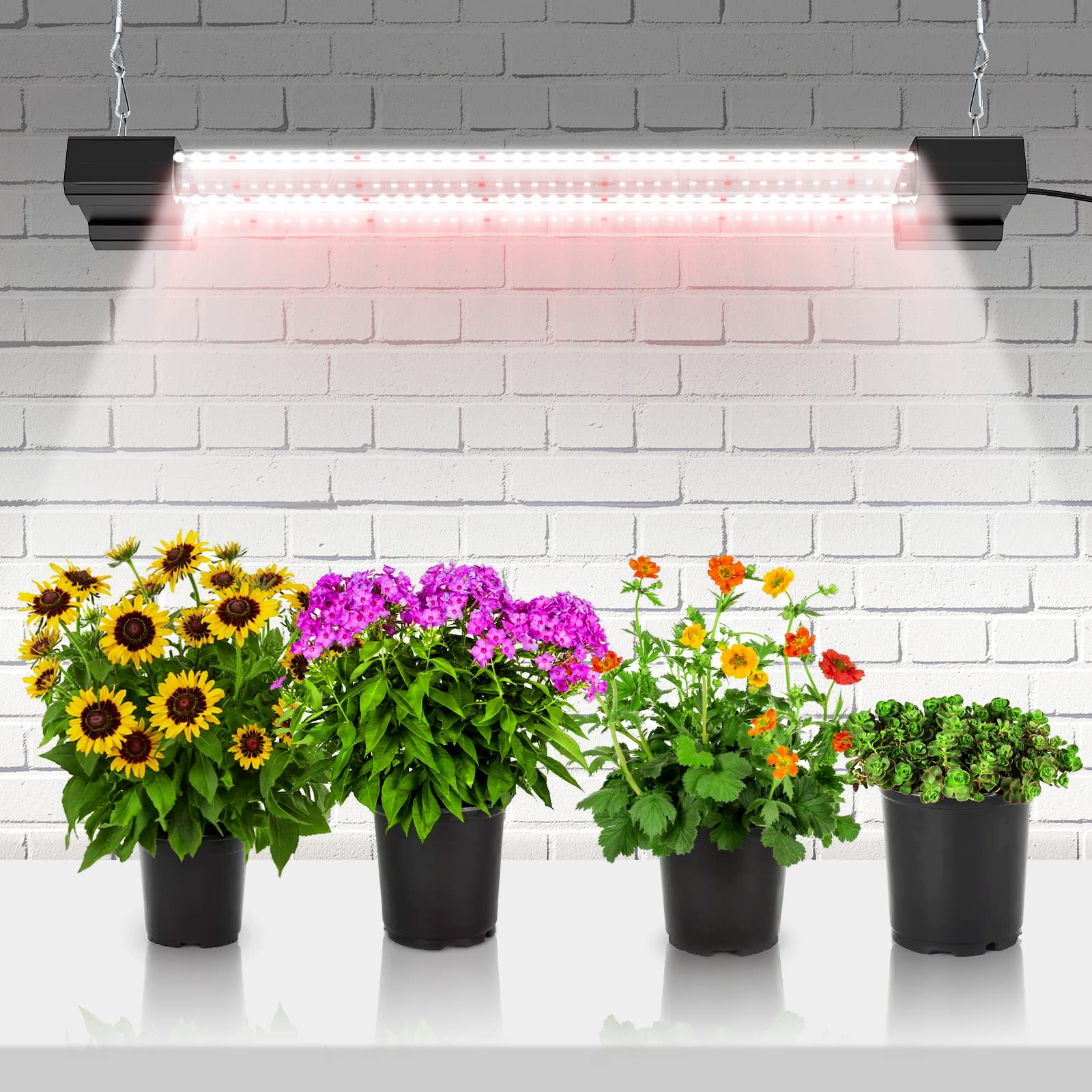 DANADIU Full Spectrum LED Grow Light for Indoor Plants - 22 Inch Splicable 16W Ceiling Plant Lamp with Adjustable Height (Black, 1 Pack) - Perfect for Hydroponics, Greenhouse, and Home Gardening