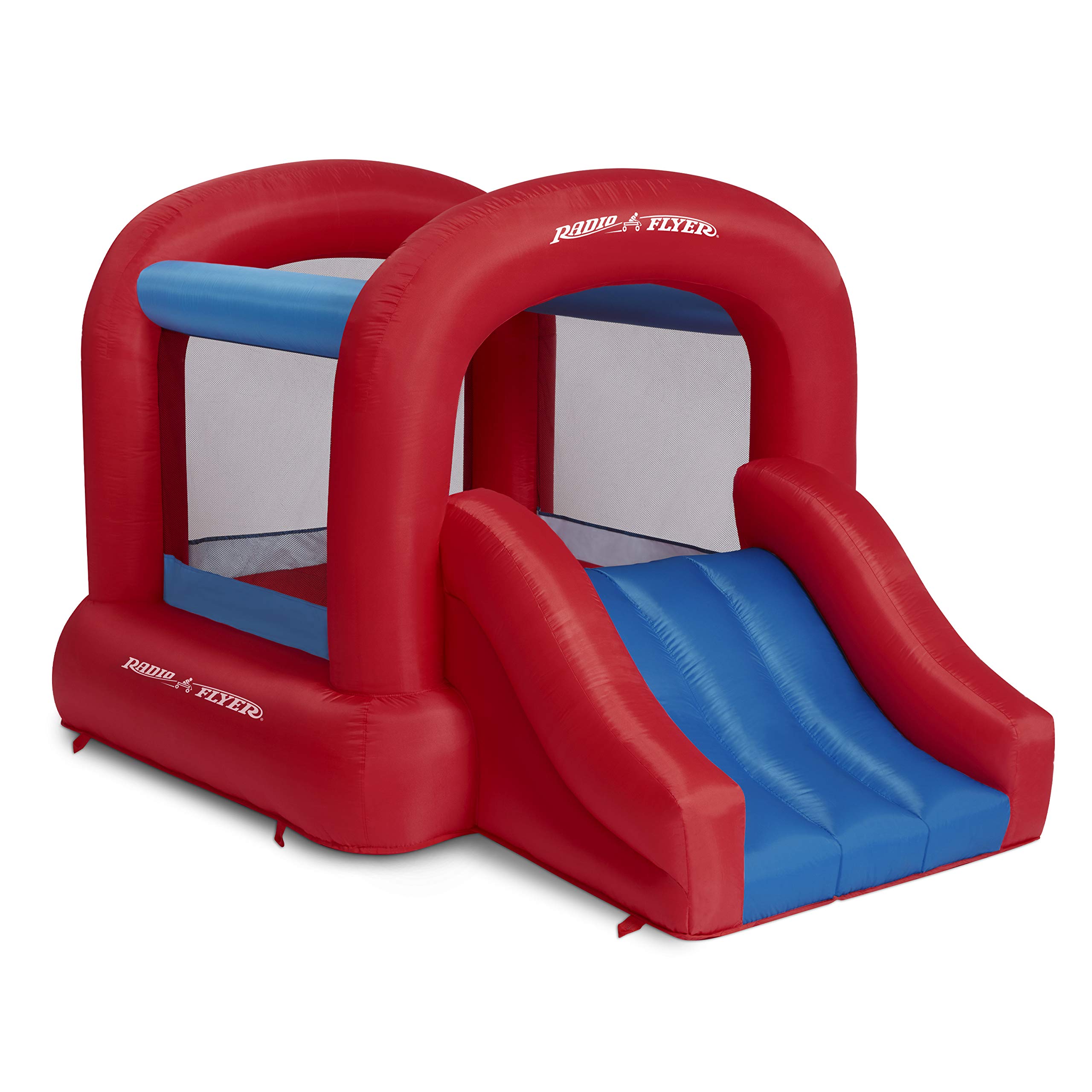 Radio Flyer Backdoor Bouncer JR - Inflatable Bounce House for Kids with Air Blower | Outdoor Play Equipment for Ages 2-8 Years | Perfect for Birthday Parties, Backyard Fun & Summer Activities (Amazon Exclusive)