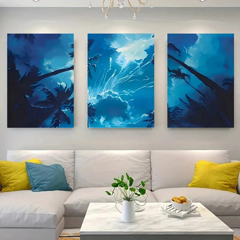 3Pcs Abstract Wall Art Metal Prints - Modern Charming Illustrations for Living Room, Bedroom & Office Decor - Ready to Hang Home Decorations