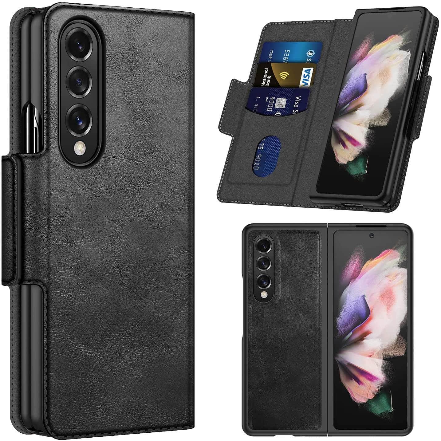 Premium Genuine Leather Wallet Case for Samsung Galaxy Z Fold 3 - Slim Protective Cover with Card Slots | Perfect for Business, Travel & Everyday Use