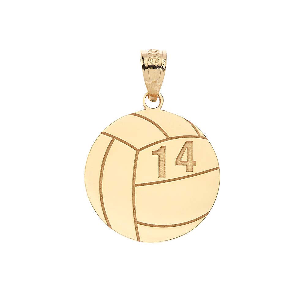 10k Yellow Gold Personalized Beach Volleyball Necklace - Custom Name & Number Sports Jewelry for Women | Perfect Gift for Volleyball Players, Coaches & Fans
